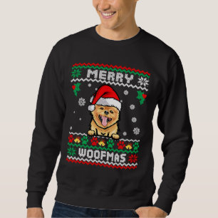 Merry Woofmas Pomeranian Dog Funny Sweatshirt
