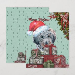 Merry Woofmas! Poodle Santa Hat Christmas Gift Card