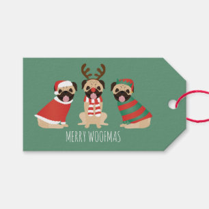 Merry Woofmas Pug Dogs Gift Tags