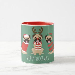 Merry Woofmas Pug Dogs Mug