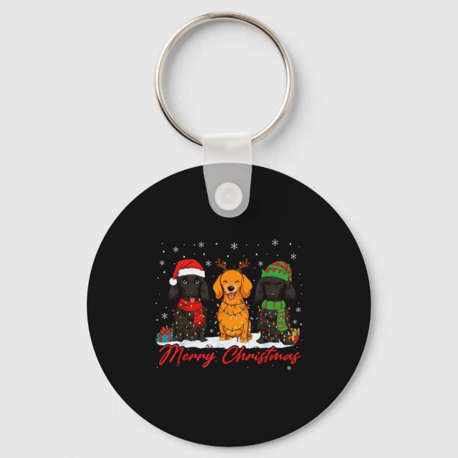 Merry Woofmas Santa Reindeer Elf Dachshund Christm Key Ring (Front)