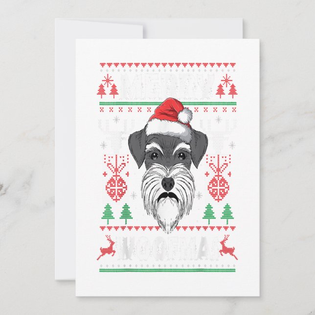 Merry Woofmas Schnauzer Christmas Dog Lover Holiday Card (Front)