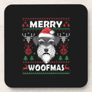 Merry Woofmas Schnauzer Christmas Dog Lover Pajama Coaster
