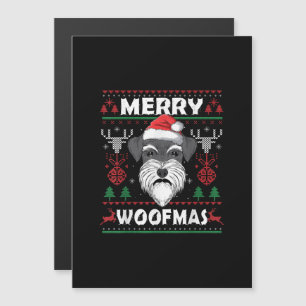 Merry Woofmas Schnauzer Christmas Dog Lover Pajama Magnetic Invitation