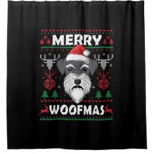 Merry Woofmas Schnauzer Christmas Dog Lover Pajama Shower Curtain