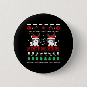 Merry Woofmas Shih Tzu Ugly Christmas 6 Cm Round Badge