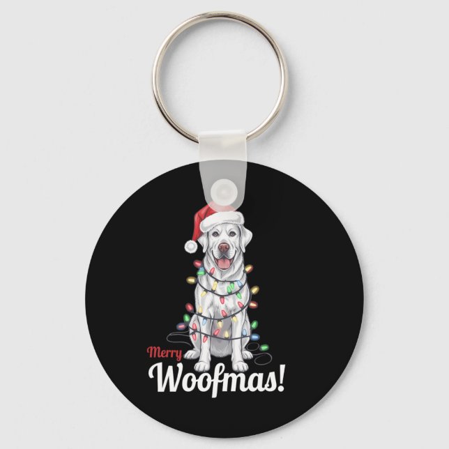 Merry Woofmas Silver Labrador Dog Light Decor Chri Key Ring (Front)