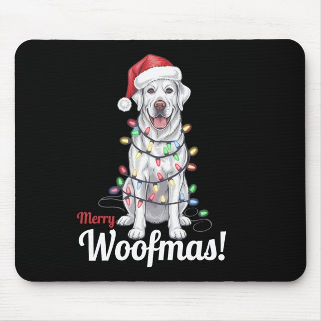 Merry Woofmas Silver Labrador Dog Light Decor Chri Mouse Mat (Front)