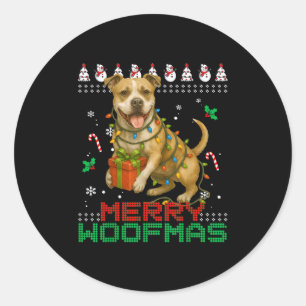 Merry Woofmas Tbull Christmas Shirt Xmas Dog  Classic Round Sticker