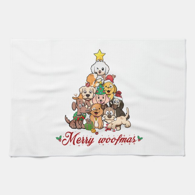 Merry Woofmas Tea Towel (Horizontal)