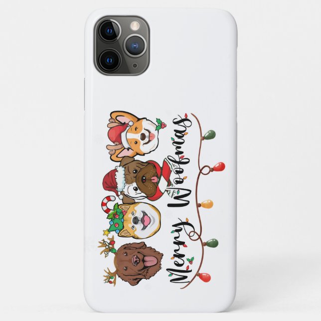 Merry Woofmas Typography iPhone 11 Pro Max Case (Back)