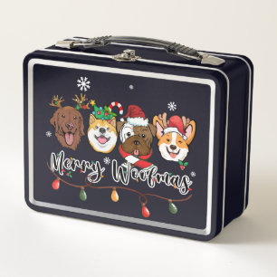 Merry Woofmas Typography Metal Lunchbox