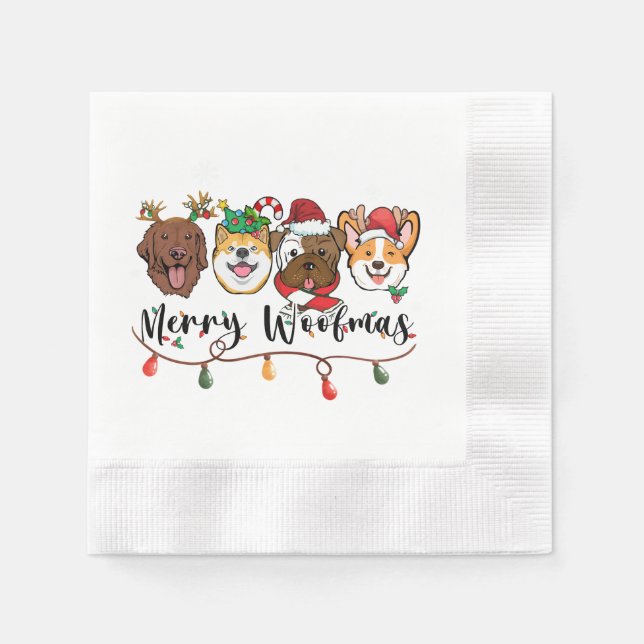 Merry Woofmas Typography Paper Napkin (Front)