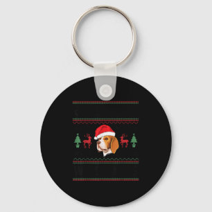 Merry Woofmas Ugly Christmas Beagle Xmas Party Key Ring