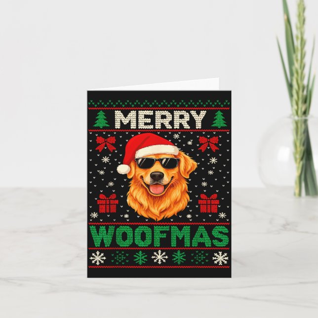 Merry Woofmas Ugly Christmas Jumper Xmas Dog Lover Card (Front)