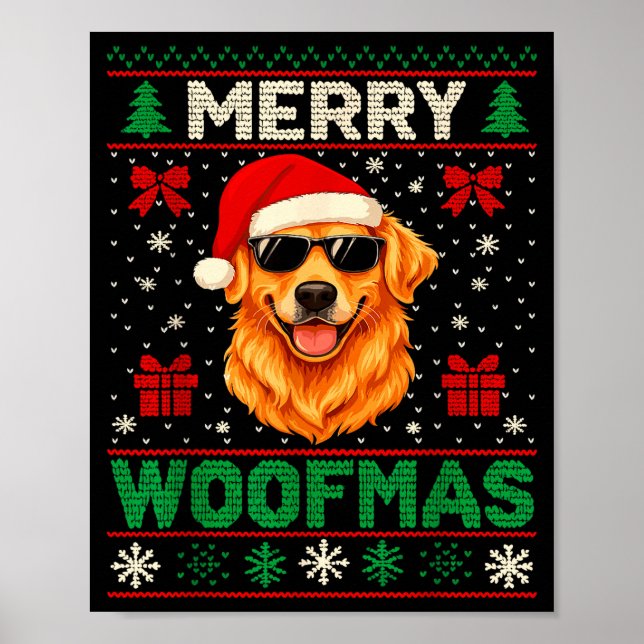Merry Woofmas Ugly Christmas Jumper Xmas Dog Lover Poster (Front)