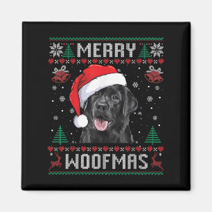 Merry Woofmas Ugly Sweater Black Lab Labrador Chri Magnet