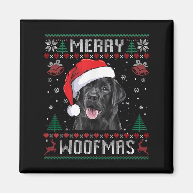 Merry Woofmas Ugly Sweater Black Lab Labrador Chri Magnet (Front)