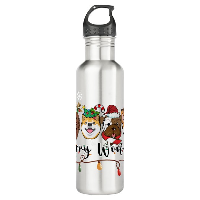Merry Woofmas Water Bottle (Front)