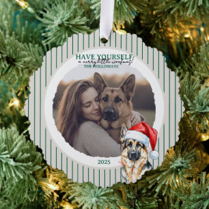 Merry Woofmas Watercolor German Shepherd Tree Decoration Card