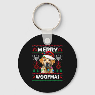 Merry Woofmas Yellow Labrador Christmas Ugly Sweat Key Ring