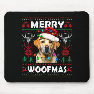 Merry Woofmas Yellow Labrador Christmas Ugly Sweat Mouse Mat