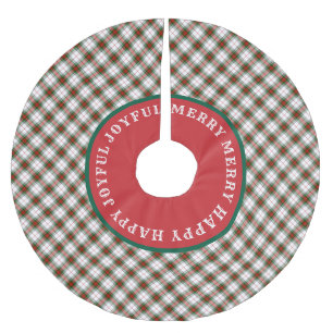 MERRY Words Scottish Tartan  Brushed Polyester Tree Skirt