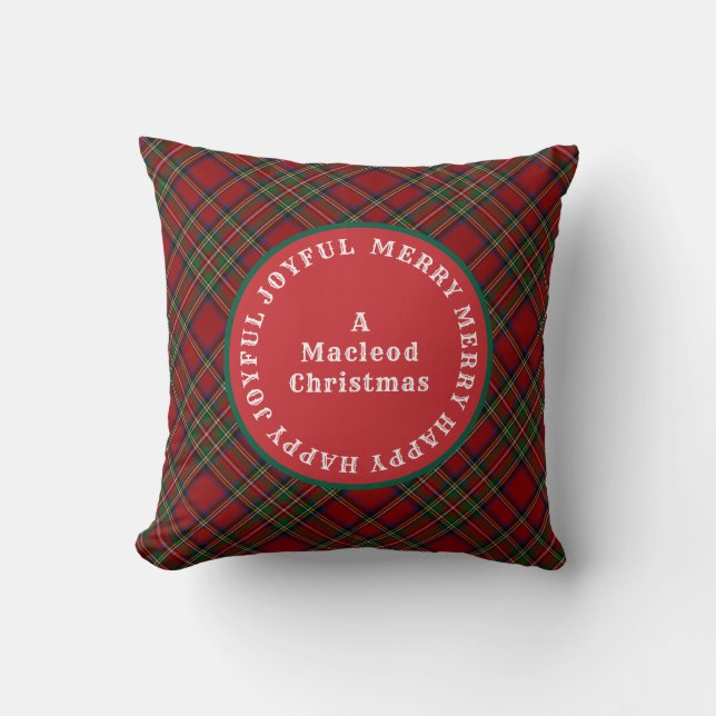 MERRY Words Scottish Tartan  Cushion (Front)