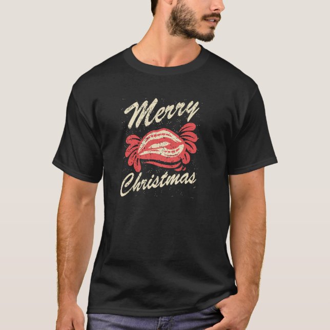 Merry X Mas Tree Lights Santa Claus Ugly Christmas T-Shirt (Front)