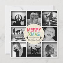 Merry Xmas 8-Photo Collage Holiday Card