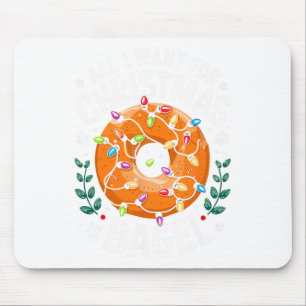 Merry Xmas All I Want For Christmas Bagel Men Wome Mouse Mat