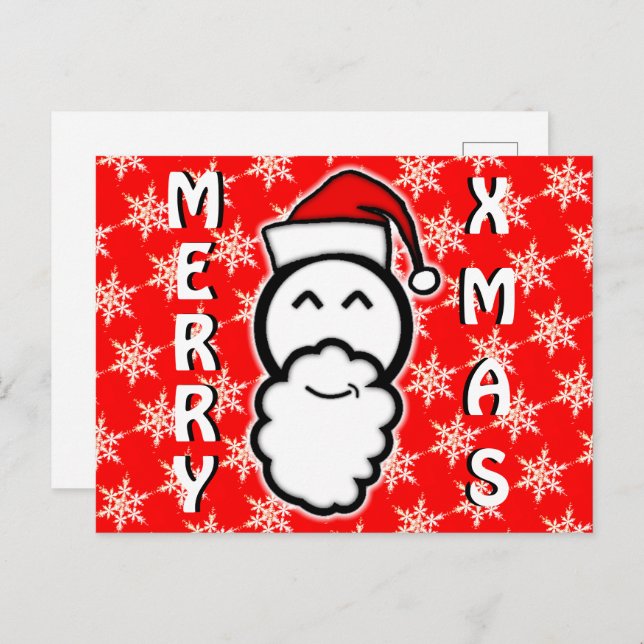 Merry Xmas and smiling Santa Claus Holiday Postcard (Front/Back)
