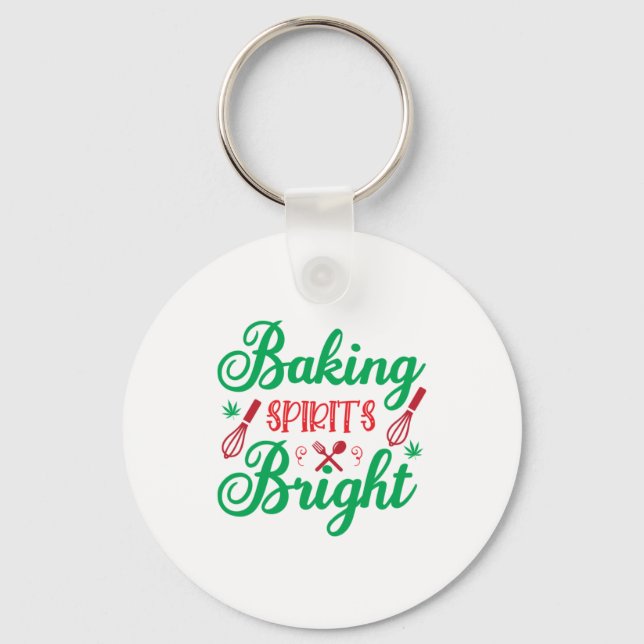 Merry Xmas Baking Spirits Bright Key Ring (Front)