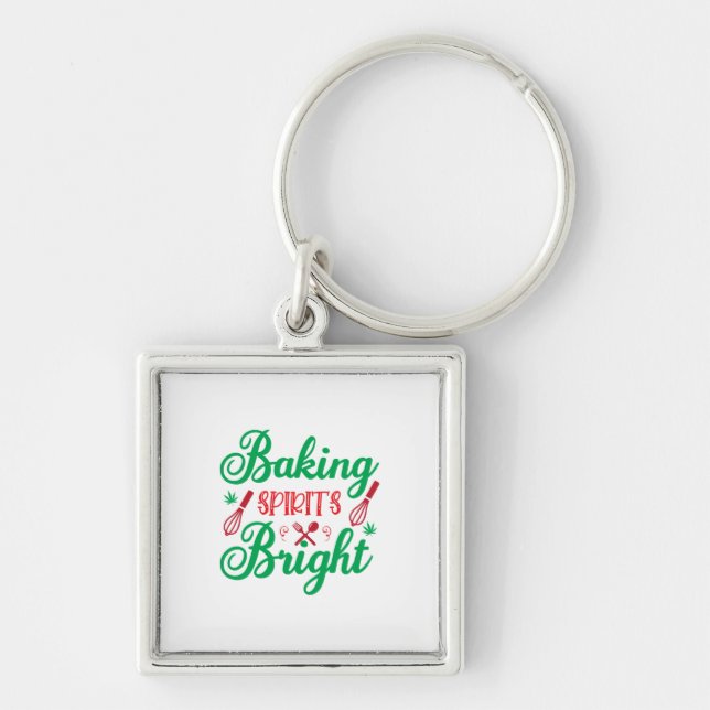 Merry Xmas Baking Spirits Bright Key Ring (Front)