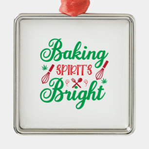 Merry Xmas Baking Spirits Bright Metal Tree Decoration