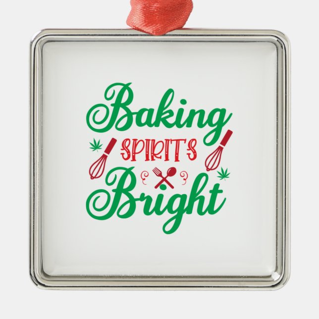 Merry Xmas Baking Spirits Bright Metal Tree Decoration (Front)