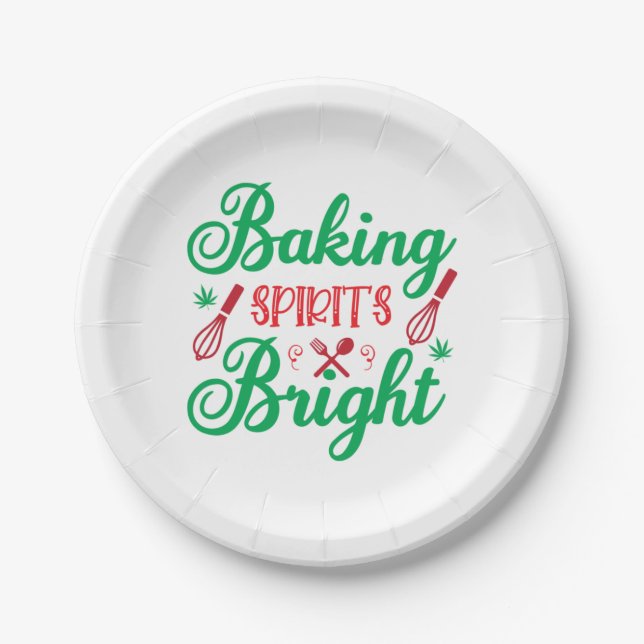 Merry Xmas Baking Spirits Bright Paper Plate (Front)