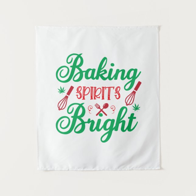 Merry Xmas Baking Spirits Bright Tapestry (Front)
