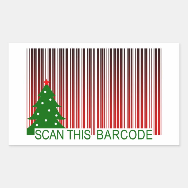 MERRY XMAS barcode Rectangular Sticker (Front)
