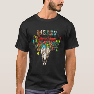 Merry Xmas Bull Skull Xmas T-Shirt