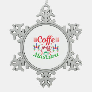 Merry Xmas Cafeine And Mascara Snowflake Pewter Christmas Ornament