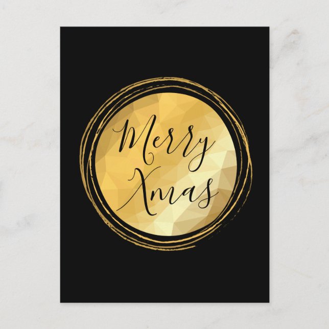 Merry Xmas calligraphy text gold luxurious Postcard (Front)