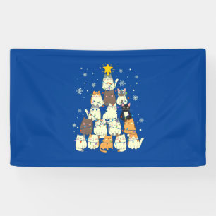 Merry Xmas Cat Christmas Tree Banner