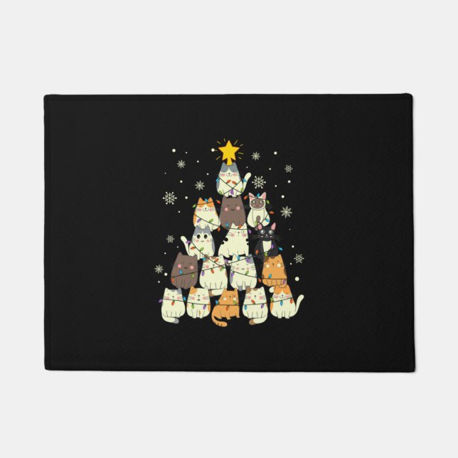Merry Xmas Cat Christmas Tree Doormat (Front)