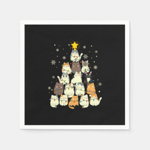 Merry Xmas Cat Christmas Tree Napkin