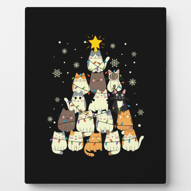 Merry Xmas Cat Christmas Tree Plaque (Front)