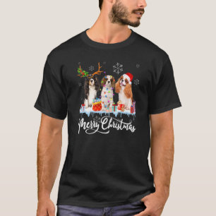 Merry Xmas Cavalier King Dog Santa Light Reindeer T-Shirt