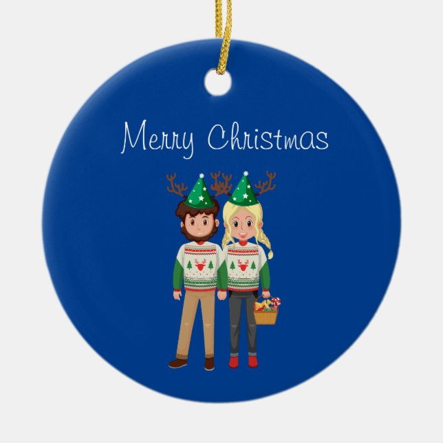 merry xmas ceramic ornament (Front)