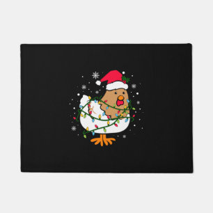 Merry Xmas Chicken Christmas Tree Light Doormat