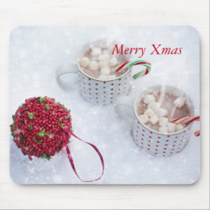 Merry Xmas - Chocolate on the snow Mouse Mat